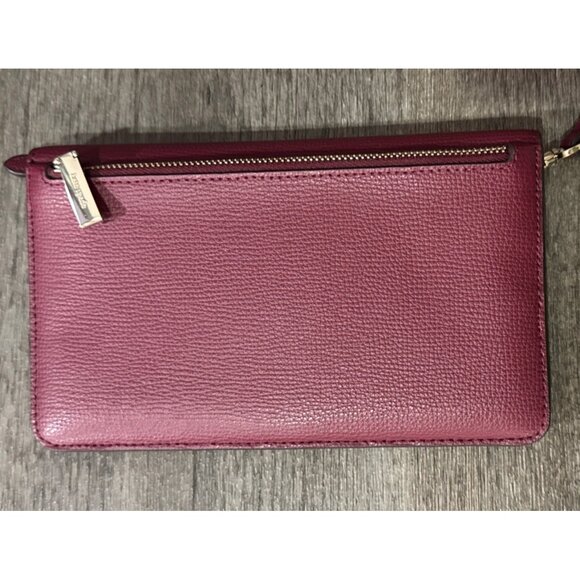 Kate Spade Darcy Clutch Wallet Wristlet Burgundy Maroon Leather - Picture 5 of 10
